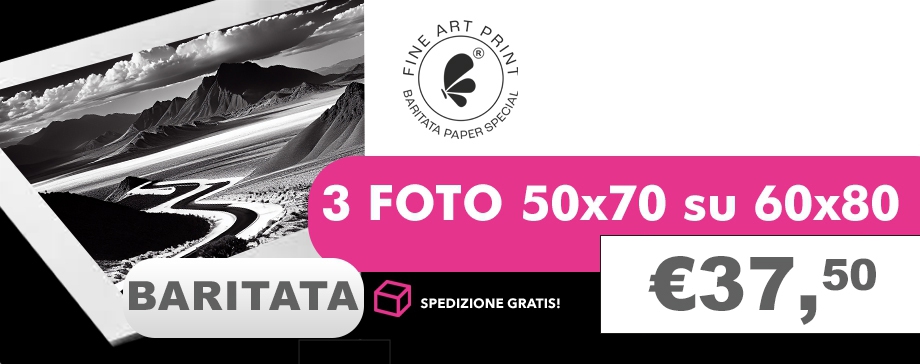 Offerta lampo Pack 3 Foto 50x70 su 60x80 Fine Art BARITATA