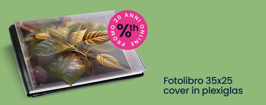 Offerta lampo Fotolibro 35x25 PLEXYGLASS - 30 Fogli (60pag)